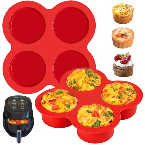 JOERSH 2-PK Air Fryer Egg Mold, 4 Cups Silicone Air Fryer Baking Pan Non-Stick for Egg Bites, Cupcake, Muffin, Tart, Frittata, Quiche - color: Mini, 4 Cups