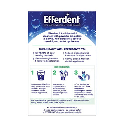 Efferdent Denture Cleaner Tablets – Dental Appliances, Aligners, Mouth Guard, and Retainer Cleaner Tablets, Minty Fresh & Clean, 126 Count - size: 126 Count (Pack of 1)