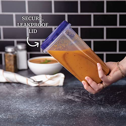 PLASTICPRO 48 Ounce Twist Top Deli Containers Clear bottom With Blue Top Twist on Lids Reusable, Stackable, Food Storage Freezer Container Pack of 4 (Blue) - color: Blue