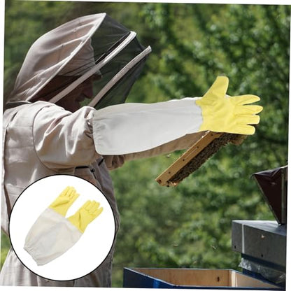 Toddmomy 1 Pair Heavy Duty PU Beekeeping Gloves with Long Sleeves for Gardeners Ventilated Beekeeper's Protective Gear with Elastic Cuffs Safety Gloves for Beekeeping and Outdoor Work