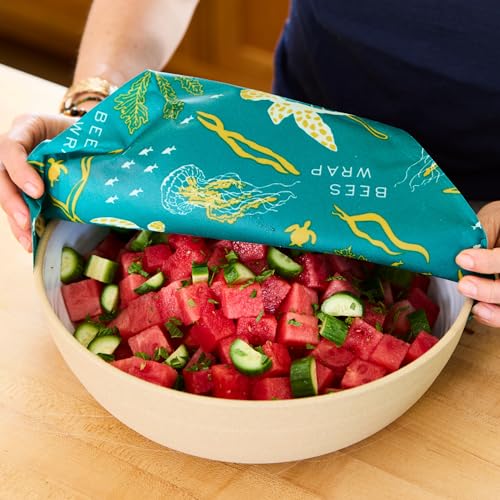 Bee's Wrap Beeswax Wraps for Food - 3 Pack of Assorted Beeswax Wraps - Small, Medium & Large Wrap - Plastic Free Made in USA Reusable Natural Food Wrap - Ocean Print - style: 3 Pack (Ocean)