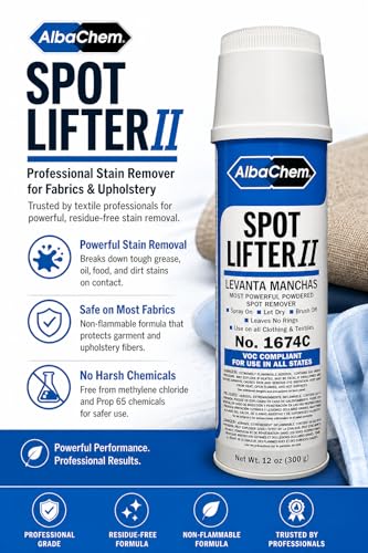 IDS INTERNATIONAL DESIGN SUPPLIES AlbaChem Spot Lifter II – Powerful Powdered Stain Remover for Grease, Oil & Food | Safe on Fabrics | Non-Flammable & Residue-Free | 12 oz