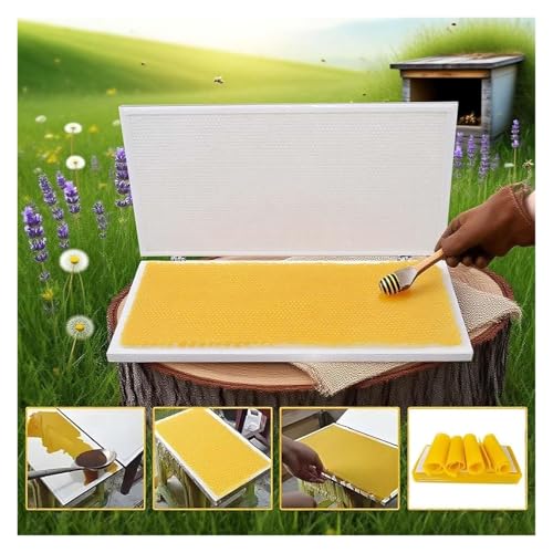 Beeswax Foundation Sheet Mold, Natural Beeswax Foundation Sheets - 220x420mm, 4.9mm/5.4mm Eye Comb Press Tool for Beekeeping Supplies & Equipment(41.5 * 19.5 4.9mm) - size: 41.5*19.5 4.9mm