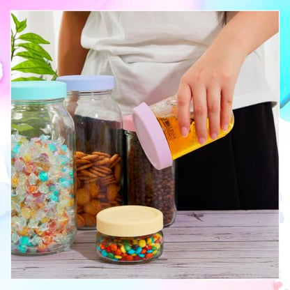 Teenyyou 6 Pcs Mason Jars 3 Wide and 3 Regular Mouth Lids Mason Jar Lids Thickened Leak Proof Lid for 86 mm and 70 mm Wide and Regular Mouth, Reusable Canning Jar Caps (Macaron) - color: Macaron, size: 86 mm, 70 mm