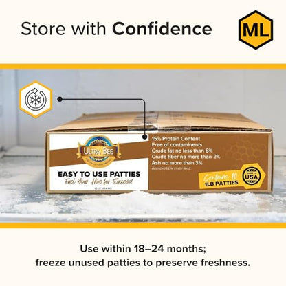 Mann Lake Ultra Bee Pollen Substitute Patties, High Protein Honey Bee Food with Vitamins & Amino Acids for Spring, Fall Brood Boost & Winter Colony Survival, Animal Byproduct Free, Made in USA, 10 Lbs - size: 10 Pound (Pack of 1), style: Ultra Bee