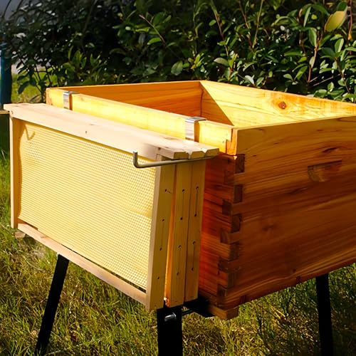 Bee Frame Holder: Bee Hive Stand, Stainless Steel Beekeeping Frame Shovel Holder with End Elbow Design, for Honey Harvesting and Inspection, Can Hold 3-4 Bee Frames