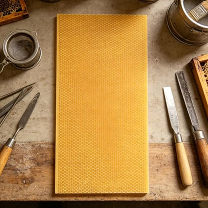 4pcs Beeswax Coated Foundation Sheets for Beehive, Waxed Plastic Comb Nest Foundation for Frame Beekeeping Tools, 16.7x8.4in, Yellow