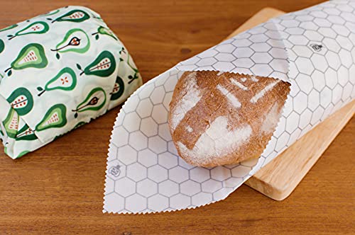 SUPERBEE Beeswax Bread Wrap, Reusable Beeswax Wrap for Food, Wrap Bread, Reusable Bees Wrap Paper for Wrapping Vegetables, Cheese Paper, Bowl Covers and Sandwich Wrapping, XXL (Pears) - color: Pears