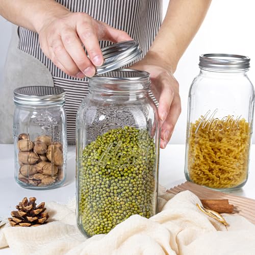 WELLIFE 6 Pack 64oz Wide Mouth Mason Jars,Half Gallon Mason Jar for Pickling, Canning, Fermenting and Food Storage, Microwave & Dishwasher Safe - color: Clear Mason Jars 64oz-6Pcs
