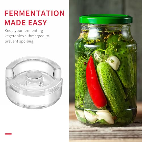 9Pcs Fermentation Glass Weights with Easy Grip Handles, Clear Canning Weights and Pickling Glass Weight for Wide Mouth Mason Jars, Fermenting Kit, Kimchi, Sauerkraut (9)