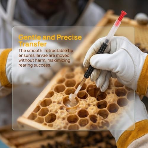 4 Pcs Bee Grafting Needles – Larva Transfer Tool for Queen Rearing, Retractable Plastic Design for Beekeeping