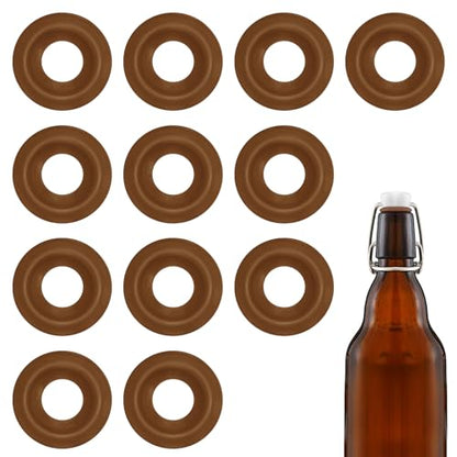 12PCs Dopamine color Silicone Gaskets Washers Seals for Cap Swing Flip Top for Home Brew Beer Soda Bottle Sealing(half cover) (Walnut Brown) - color: Walnut Brown