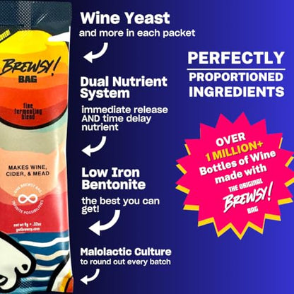 Brewsy Starter Kit for Cider Making - Custom Cider Kit - 4 Bottles in 9 Days - Use Any Juice to make Cider - color: Cider