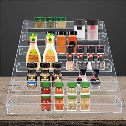 PMMASTO Tiered Spice Rack, Seasoning Organizer, Clear Acrylic Vertical Shelves Can Organizer for Countertop, Cabinet, Pantry, Kitchen Organization and Storage - 6 Tier | Vertical Shelves - size: 6 Tier - inner width 1.93''