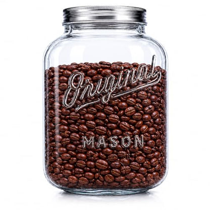 Large 2 Gallon Glass Jar with Airtight Lid, Mason Jar Extra Wide Mouth for Flour Sugar Food Storage Containers, Canning Jars for Bulk Sun Tea, Kombucha, Cookie, Pickle, Fermenting Canisters
