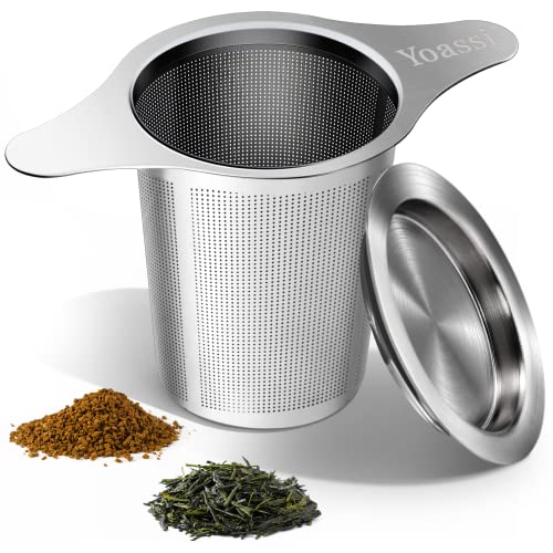 Extra Fine 18/8 Stainless Steel Tea Infuser Mesh Strainer with Large Capacity & Perfect Size Double Handles for Hanging on Teapots, Mugs, Cups to Steep Loose Leaf Tea and Coffee - size: 1 Pack