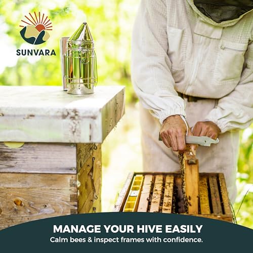 SunVara Bee Keeping Starter Kit Beekeeping Supplies, Bee Keeping Supplies-All Beekeeping Tools Bee Supplies and Equipment, Honey Bee Hive Starter Kit Tools Beekeeping Bee Smoker for Beekeeping - style: Starter Kit