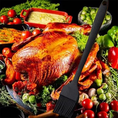 2 Pack Silicone Heat Resistant Marinading Meat Grill Basting Pastry-brush for Oil-brush Butter Sauce Sausages Desserts Turkey Baster Grill Barbecue - color: Black