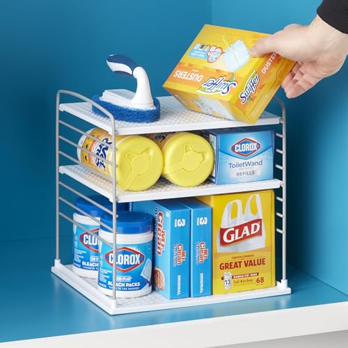 YouCopia UpSpace Cabinet Box Organizer, Adjustable Kitchen and Pantry Shelf for Plastic Wrap and Foil Storage, Extra Large, White - size: Large Classic