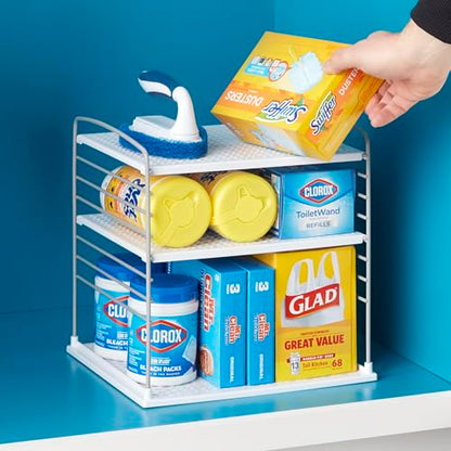 YouCopia UpSpace Cabinet Box Organizer, Adjustable Kitchen and Pantry Shelf for Plastic Wrap and Foil Storage, Extra Large, White - size: Large Classic