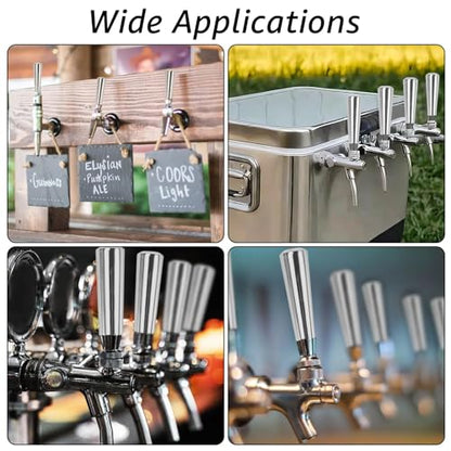 MRbrew Beer Tap Handle 304 Stainless Steel Beer Faucet Handle 2 PCS, Standard 3/8”Threading Kegerator Tap for Kegerator Tower Stout Nitro Coffee