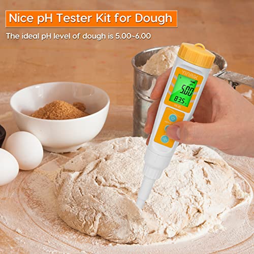 YINMIK Food pH Meter with Extra pH Replaceable Probe,Digital pH Tester for Sourdough and Bread,Food pH Tester for Meat,Canning,Cheese,Solid Samples, Soft Soil and Water… - color: Yellow New Food pH Meter