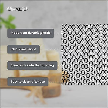 Cheese Drying Mat 12 Pcs - Plastic Cheese Making Mat - Cheese Ripening & Draining Mesh, Black, 7.87x7.87 Inches