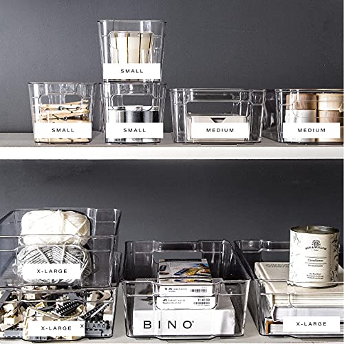 BINO | Stackable Storage Bins, Medium - 4 Pack | The Stacker Collection | Clear Plastic Storage Bins | Organization and Storage Containers for Pantry & Fridge | Multi-Use Organizer Bins | BPA-Free - size: 4PK - Medium