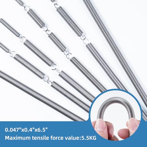 6pcs Extension Springs,0.047"x0.4"x6.5" 304 Stainless Steel Extension Springs with Hook Ends 6.5inch(6, 0.047"x0.4"x6.5") - size: 0.047"x0.4"x6.5"