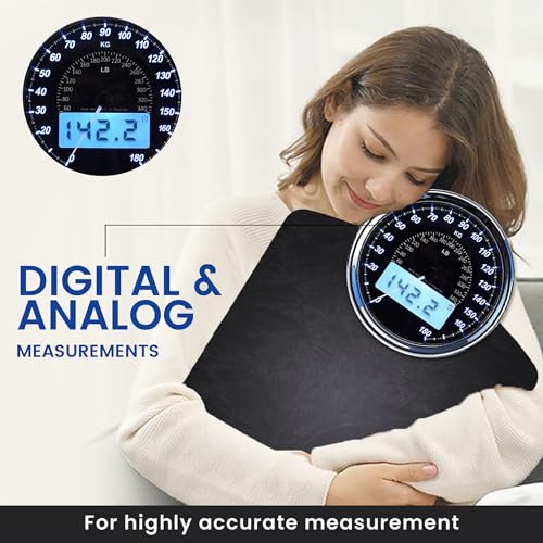 EILISON Highly Advance 2-in-1 Digital & Analog Weighing Scale for Body Weight-400lbs, 4 High Precison GX Sensor Accurate, Thick Tempered Glass, Extra Large Display (New Black) - color: Grey