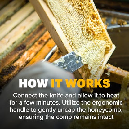 Mann Lake Electric Uncapping Knife, 120V, Stainless Steel Blade with Thermostat for Optimal Heating, Quick Heating, Ergonomic Grip, Uncap Honeycomb Frames Efficiently and Maximize Honey Harvest
