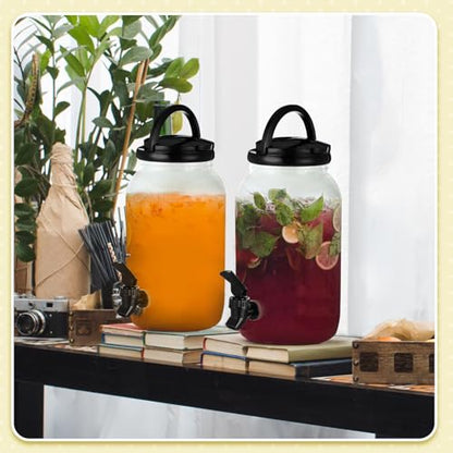 Havawish 2 Pcs 1 Gallon Plastic Beverage Dispenser with Spigot Clear Summer Kitchen Fridge Drink Dispenser for Parties Lemonade Juice Tea Beer Cold Water(Black,Cylinder) - color: Black, style: Cylinder