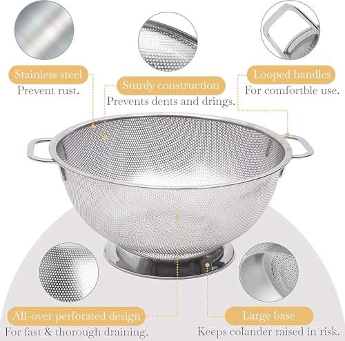 Bellemain Colander for Kitchen – 5 Qt Stainless Steel Strainer with Handle - Pasta Strainer Bowl for Pasta, Spaghetti, Vegetables, Fruit, and Pot Draining - Stainless Steel Colander - size: 5 Quart