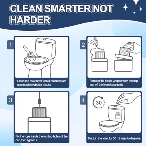 Msvvko Toilet Bowl Cleaner, Automatic Long-Lasting Blue Toilet Cleaner Bottle, Septic Safe Toilet Bowl Tablets in Bottles, Fresh Bathroom & Deodorize, 6 Pack, 2300 Flushes Each - size: 55 Ounce (Pack of 6)