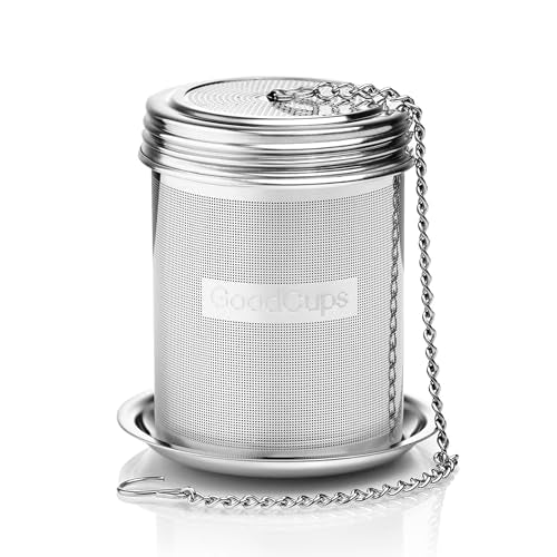 Stainless Steel Tea Infuser for Loose Leaf Tea, Medium (2.05” Diameter x 2.95” Height) – Extra Fine Mesh Strainer with Chain Hook & Lid, Reusable Tea Steeper for Mugs, Cups & Teapots - size: Medium