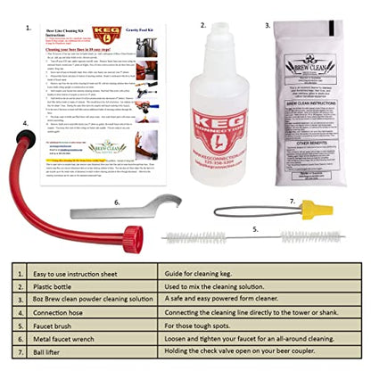 Kegconnection Kegerator Beer Line Cleaning Kit - Easy and Safe to Use Keg Cleaner - with Brew Clean Solution and More
