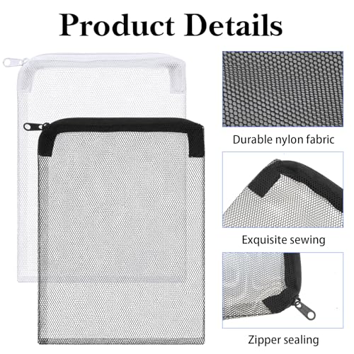 20PCS 7.9 X 5.8 Inch Aquarium Filter Media Bag Extra Fine 100μm Reusable Aquarium Mesh Bags with Zipper, White & Black Filter Mesh Bag for Fish Tank Activated Carbon, Ceramic Rings
