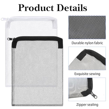 20PCS 7.9 X 5.8 Inch Aquarium Filter Media Bag Extra Fine 100μm Reusable Aquarium Mesh Bags with Zipper, White & Black Filter Mesh Bag for Fish Tank Activated Carbon, Ceramic Rings