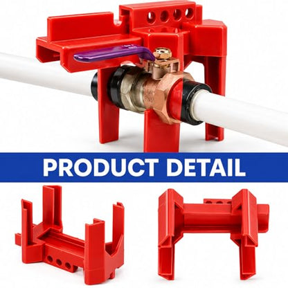 Ball Valve Lockout Device, Adjustable Small Red | 1/2"-2-1/2" Outside Pipe Diameter, Outdoor Water Spigot & Industrial Faucet, Handle Pipeline Locking