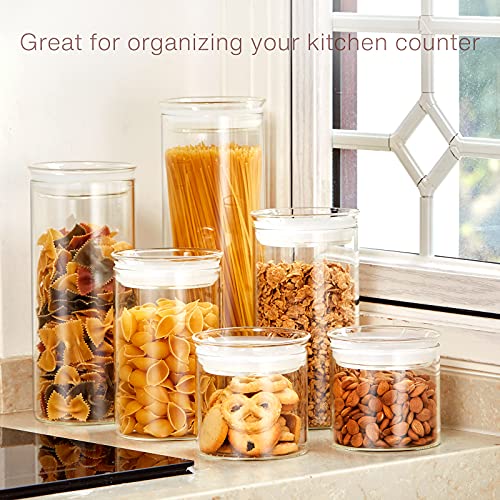ZENS Glass Spaghetti Pasta Storage Container with Lids Set of 2, 65oz Tall Clear Airtight Food Storage Jar Canisters for Kitchen Pantry Noodles Flour Cereal Coffee Beans - size: 9.1-65.5oz 2Pack