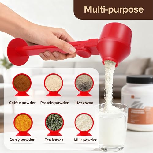 2Pcs Coffee Scoop Funnel 2Tbsp, BPA-Free PCTG, Dishwasher Safe | 51mm Tamper Kit | Fits K-Cup Reusable Pods, Brewer Compatible, Coffee/Protein/Powder, Red, 2 Models A&B - color: Upgraded Combo Red