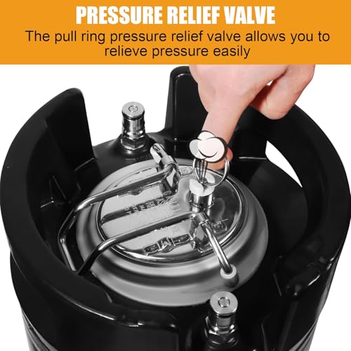 New 5 Gallon Ball Lock Keg, Cornelius Keg 304 Stainless Steel Corny Keg with Dual Rubber Handles & Heavy-Duty Rubber Bottom, Beer Keg for Home Brewing (19L) - size: 5 Gallon (Dual Rubber Handles)