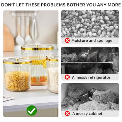 Rice Storage Container,Pantry Large Food Storage Organization with Lids&Scoop Airtight Cereal Dispenser for Flour, Sugar, Cereal, Rice, Cereal,Dry Goods,（3PC；12&7.9&5.8QT）