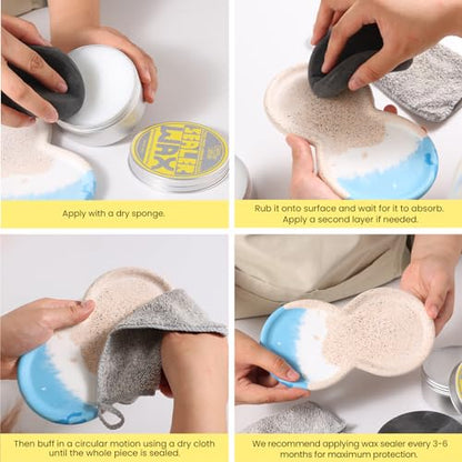 BOOWAN NICOLE Paste Sealer Wax with Carnauba and Beeswax - Clear - Perfect for Wood Stone Concrete Jesmonite, Food-Grade Waterproof - color: White