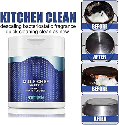 Mof Chef Cleaner Powder,500g Oil Pollution Cleaning Powder,Foaming Heavy Oil Stain Cleaner,All Purpose Stain Remover Cleaner,Powerful Stain Removing Cleaner Powder,Stubborn Grease & Grime Remover