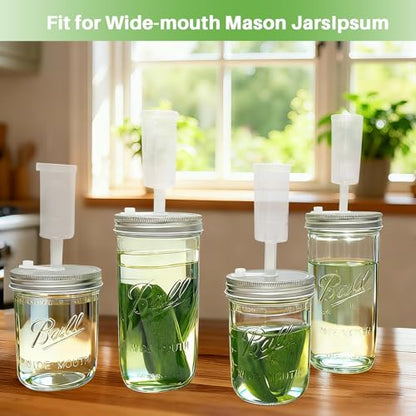 Fermentation Kit for Wide Mouth Mason Jars,Fermentation Kit with 4 Glass Fermentation Weights,4 Fermenting Lids,4 airlocks,5 Silicone Rings,5 Silicone Grommet for Pickling, Canning and Sauce(No Jars)