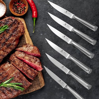 imarku Knife Set, 16Pcs Japanese Knife Set with Block & Built-in Sharpener, High Carbon Stainless Steel Kitchen Knives, Ergonomic Handle, Dishwasher Safe,Santoku Knives, Home Essentials for Gifts - color: Steel Gray