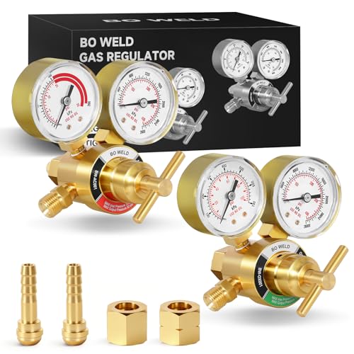 Light Duty Oxygen Acetylene Regulator Set, CGA-540 Oxygen/CGA-200 Acetylene, for 9/16"-18 B-Size and 1/4" Hose, T-Handle - style: Oxygen&Acetylene Regualtor