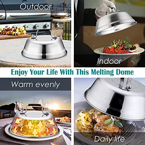 HaSteeL Melting Dome & Burger Press for Griddle, Stainless Steel 9In Basting Cover & Heavy Duty 8 x 4In Wooden Grill Press, Griddle Accessories Set Perfect for Flat Top Teppanyaki Cast Iron Outdoor - size: 9" Dome & Rectangle Press