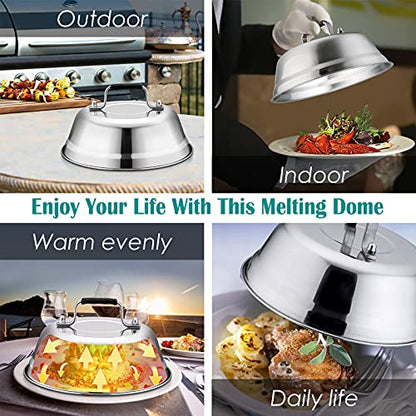 HaSteeL Melting Dome & Grill Press for Griddle, Stainless Steel 9In Basting Cover & Heavy Duty 7In Wooden Burger Press, Griddle Accessories Kit Great for Flat Top Teppanyaki Cast Iron Indoor Outdoor - size: 9" Dome & Round Press